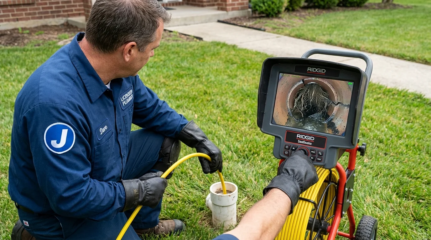 Sewer camera inspection being performed by Johns Plumbing LLC in Jennings