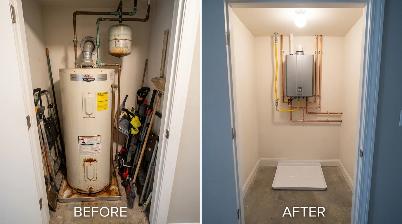 Tank water heater versus wall-mounted tankless unit comparison for Jennings, LA homeowners