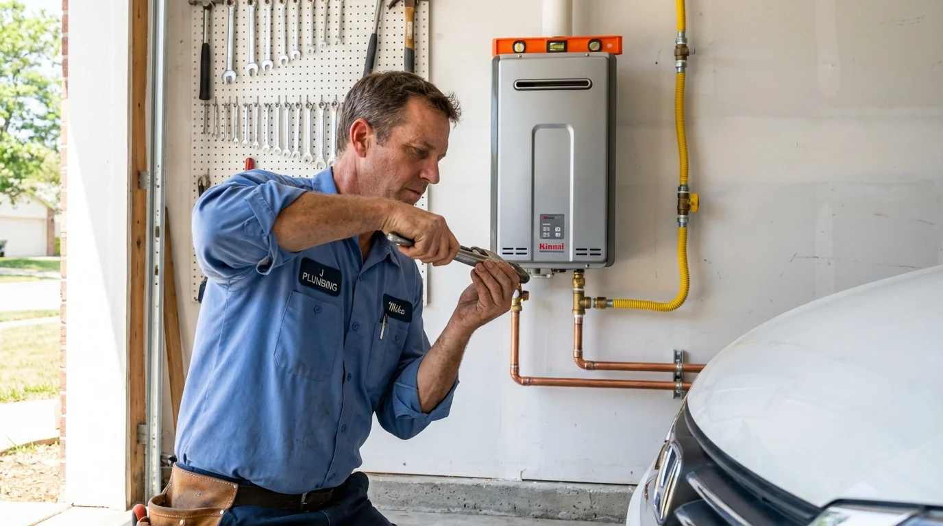 Tankless water heater installation by a Johns Plumbing LLC plumber in Jennings